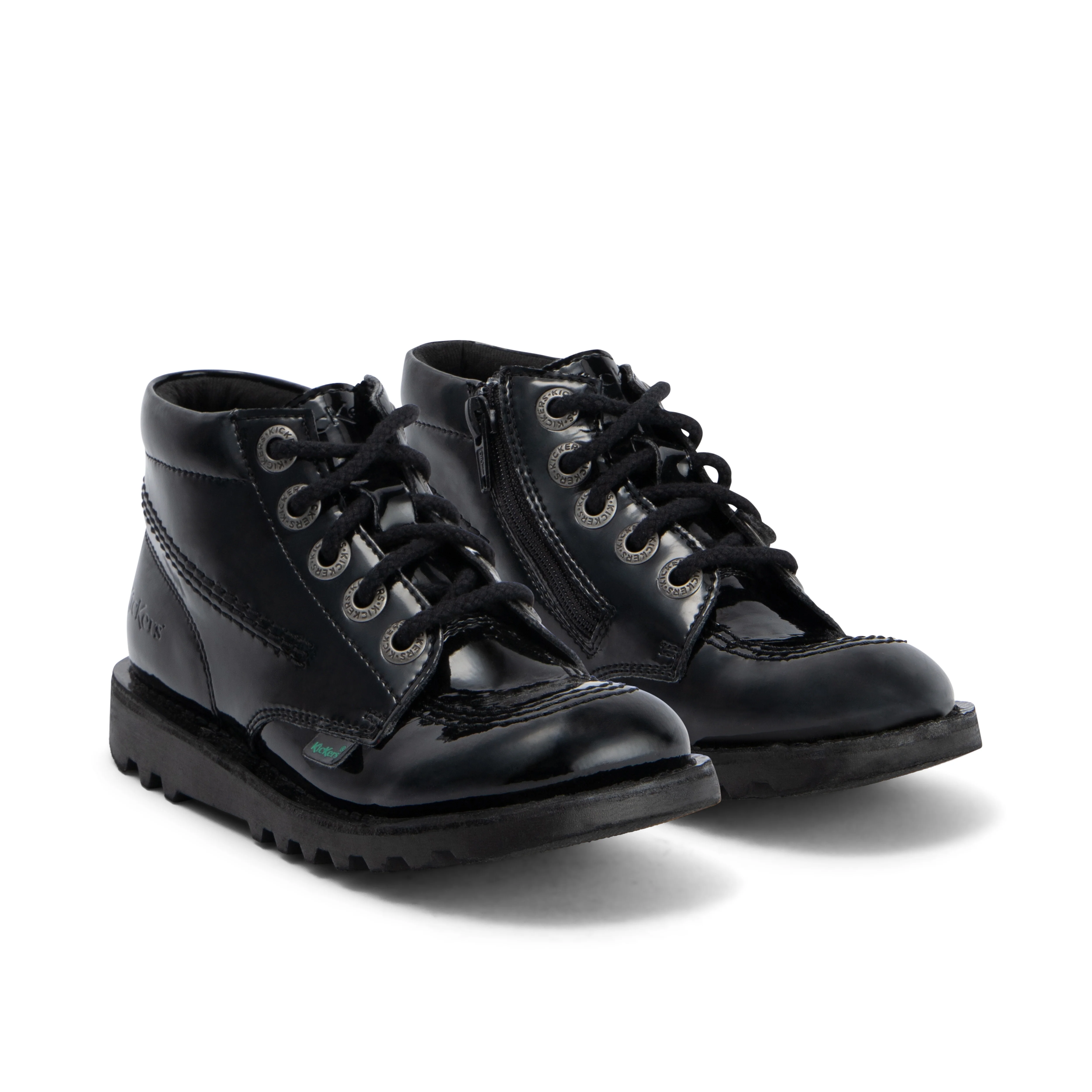 Junior Girls Kick Hi Zip Leather Alternative Patent Leather Black - Image 3