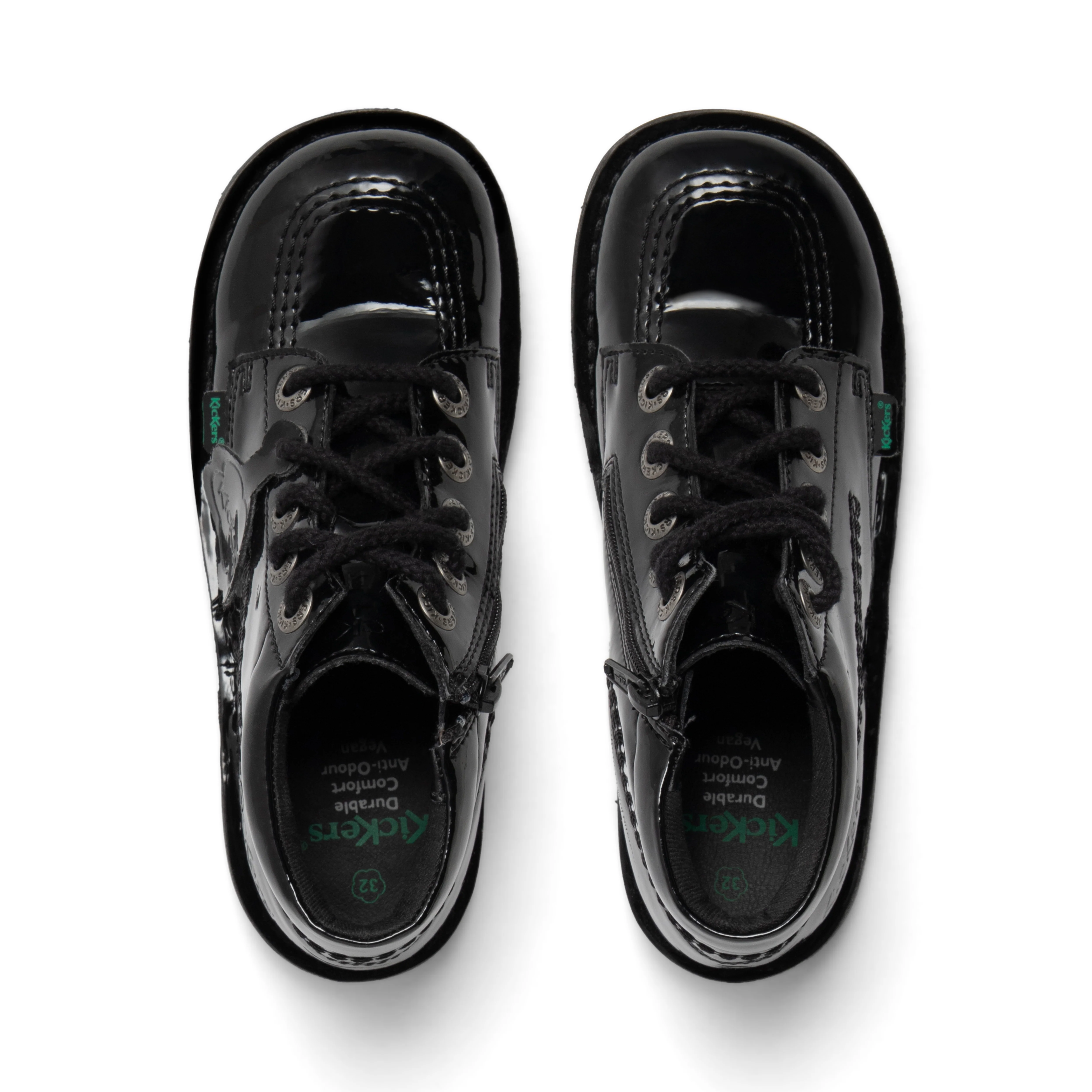 Junior Girls Kick Hi Zip Leather Alternative Patent Leather Black - Image 4